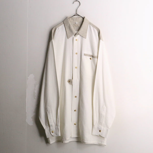 white×ivory tone tyrolean shirt