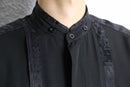 1990’s “PRONTI” pattern mix collarless L/S shirt