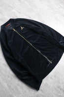 "JORDAN"black velour raglan sleeve zip-up jacket