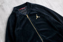 "JORDAN"black velour raglan sleeve zip-up jacket