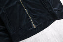 "JORDAN"black velour raglan sleeve zip-up jacket