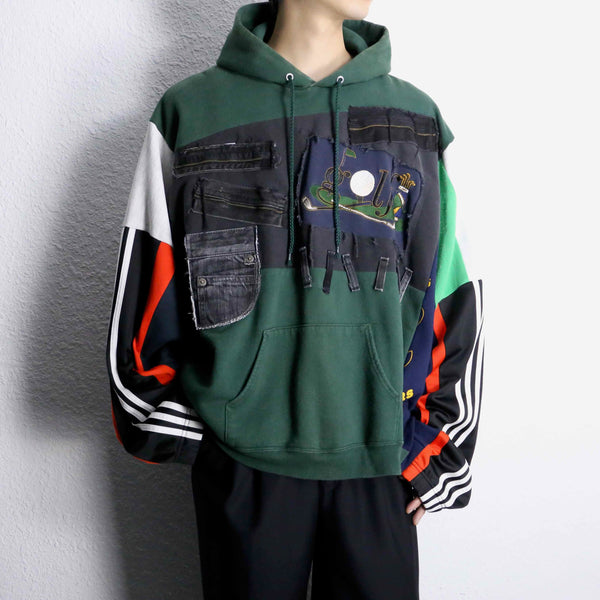 "Re:make" docking sweat×track hoodie