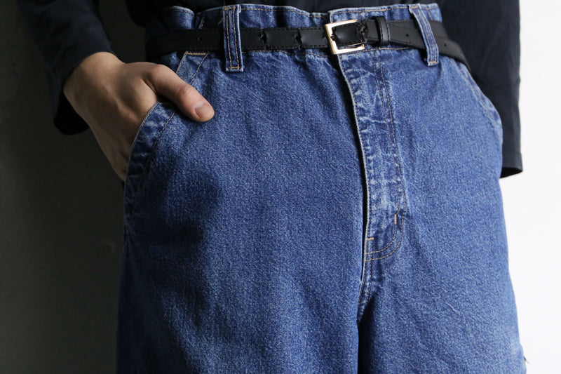 blue wide denim cargo pants