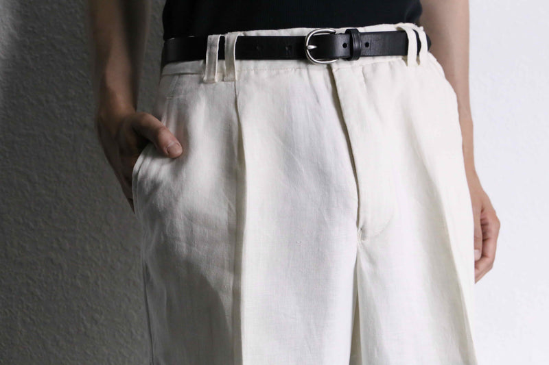 white linen wide straight easy pants