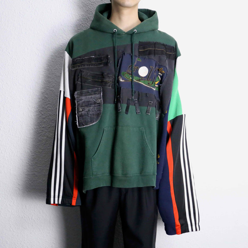 "Re:make" docking sweat×track hoodie