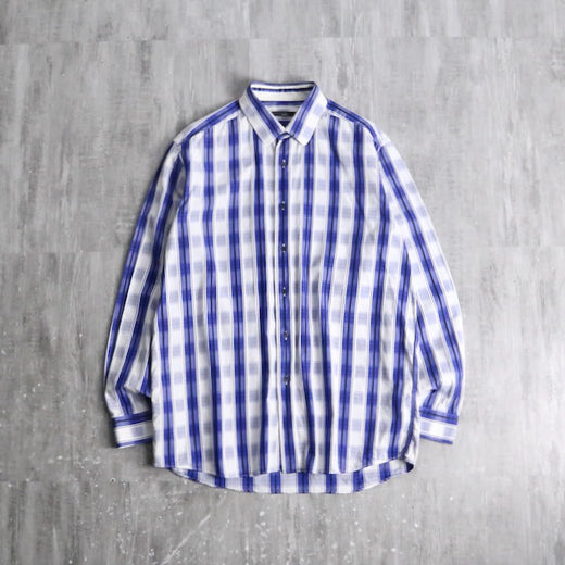 “PIERRE CARDIN” blue plaid check shirt
