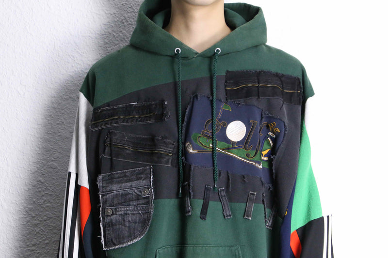 "Re:make" docking sweat×track hoodie