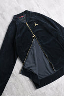 "JORDAN"black velour raglan sleeve zip-up jacket