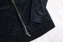 "JORDAN"black velour raglan sleeve zip-up jacket
