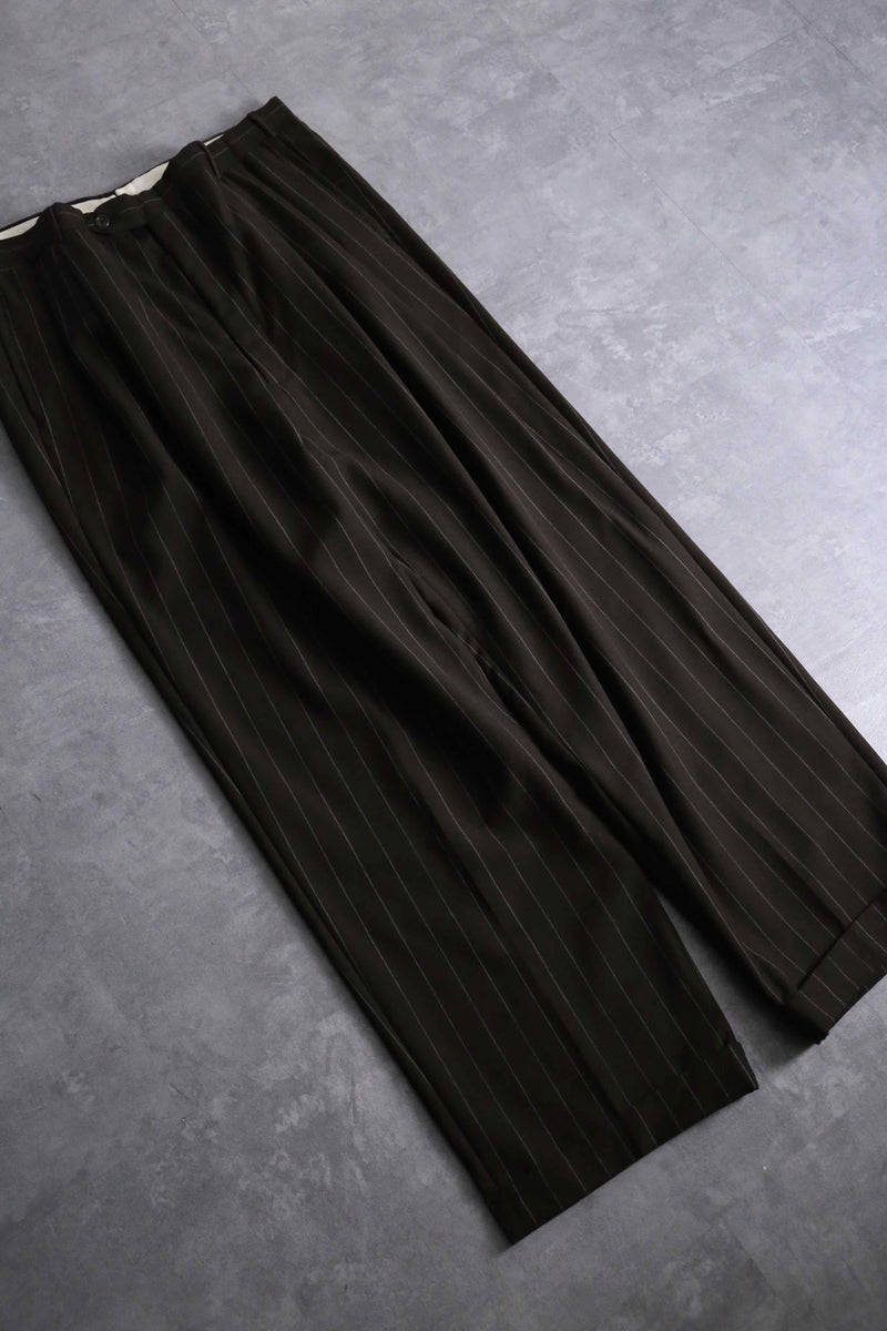 1970-90s pencil stripe 2tuck straight trousers