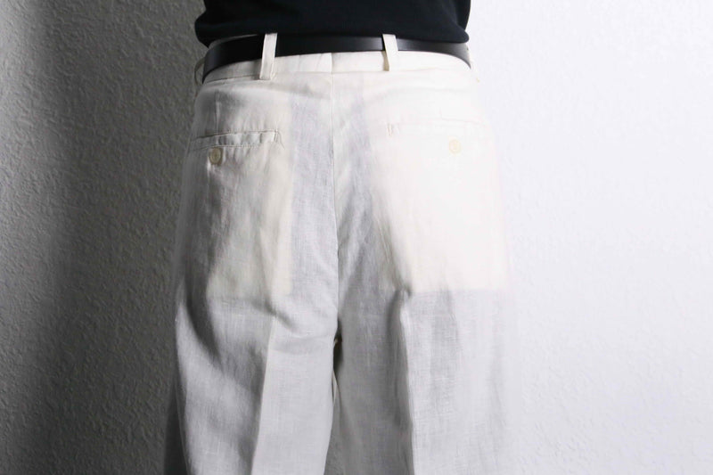 white linen wide straight easy pants