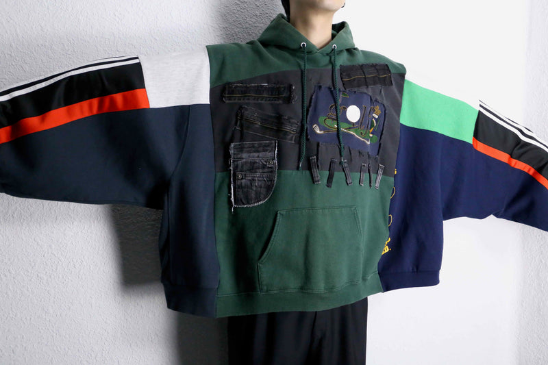 "Re:make" docking sweat×track hoodie