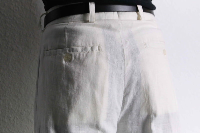 white linen wide straight easy pants