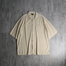 1990s linen×rayon open collar shirt