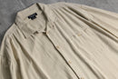 1990s linen×rayon open collar shirt
