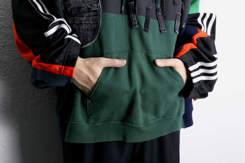 "Re:make" docking sweat×track hoodie