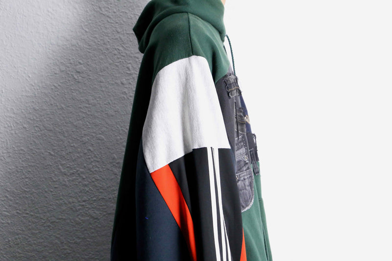"Re:make" docking sweat×track hoodie