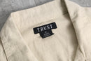 1990s linen×rayon open collar shirt