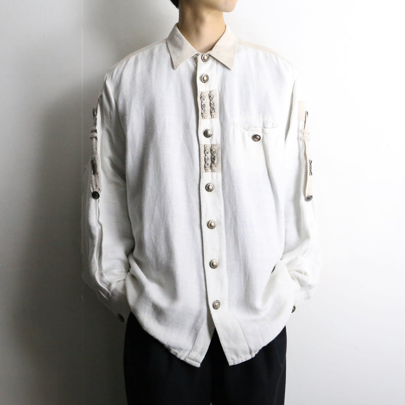 bit design cotton×linen tyrolean shirt