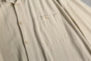 1990s linen×rayon open collar shirt