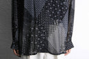 black base patchwork design sheer shirt