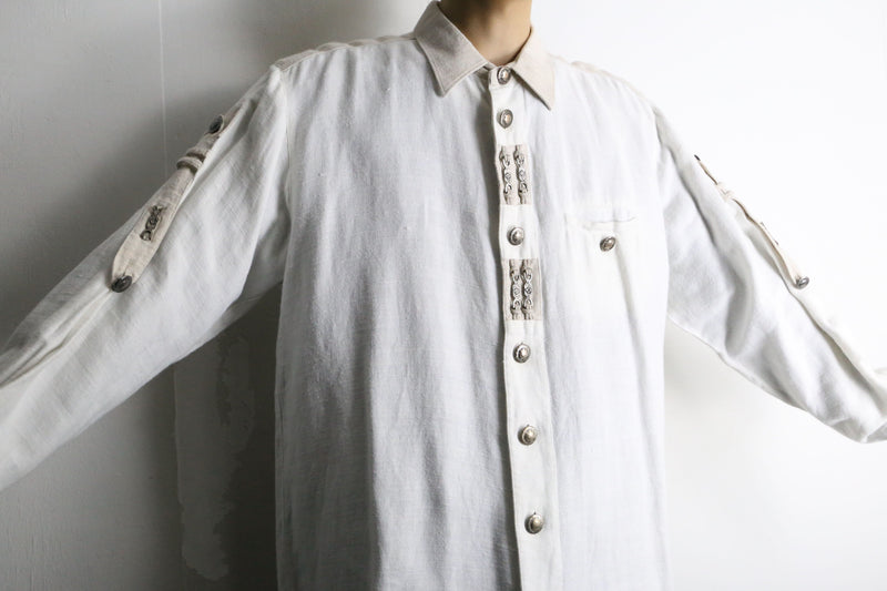 bit design cotton×linen tyrolean shirt