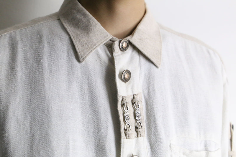 bit design cotton×linen tyrolean shirt