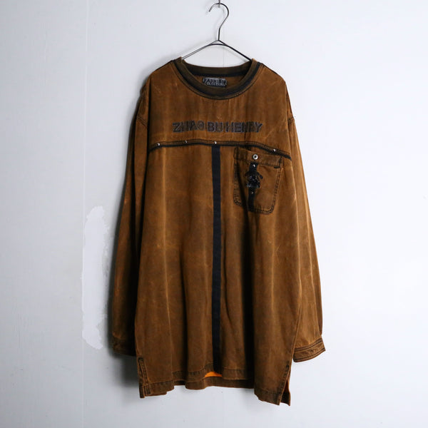 orange brown color denim design cut sew