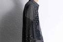 black base patchwork design sheer shirt
