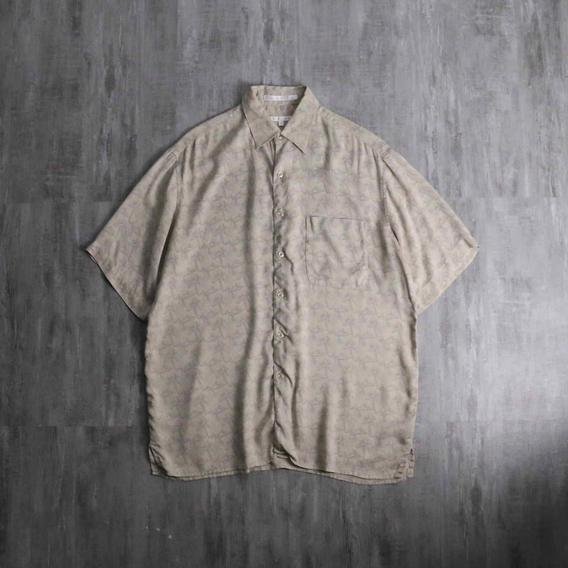 1990s PERRY ELLIS geometric S/S silk shirt