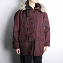 burgundy fur hood military jacket