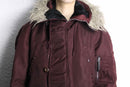 burgundy fur hood military jacket