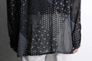 black base patchwork design sheer shirt