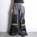 "Re:make" track docking super flare denim pants