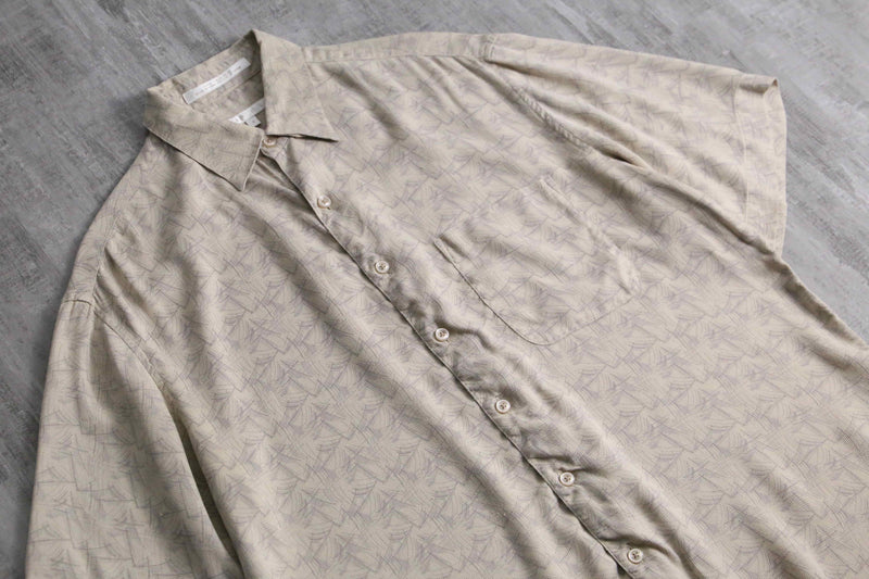 1990s PERRY ELLIS geometric S/S silk shirt