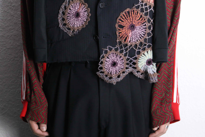 ''Re:make'' docking lace knitting tailored jacket