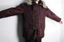 burgundy fur hood military jacket