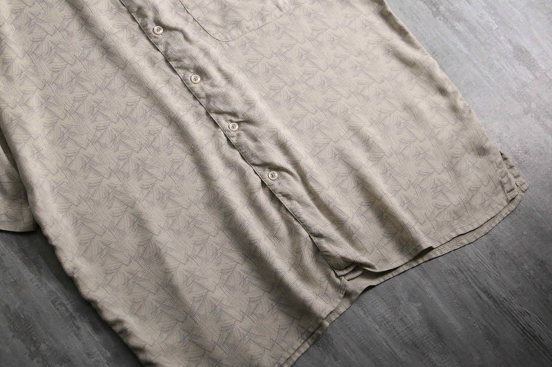 1990s PERRY ELLIS geometric S/S silk shirt