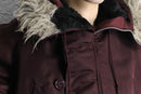 burgundy fur hood military jacket