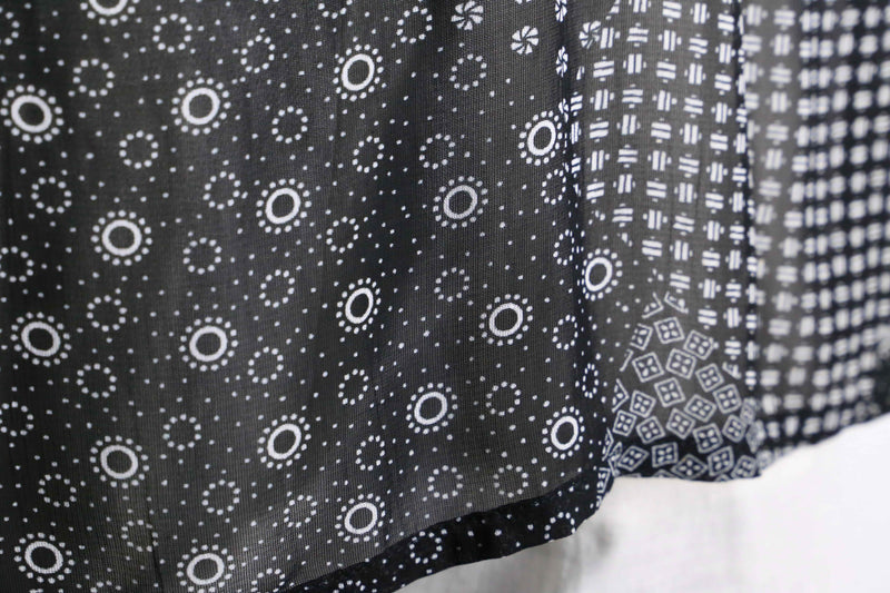 black base patchwork design sheer shirt