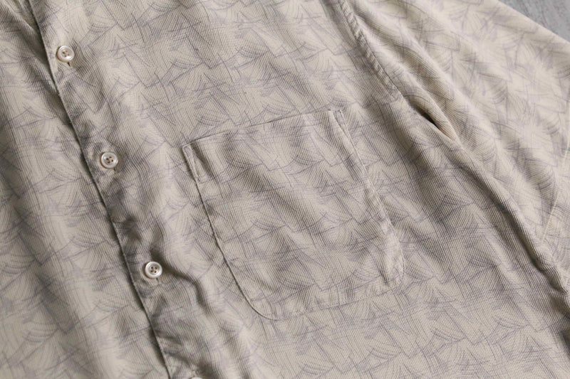 1990s PERRY ELLIS geometric S/S silk shirt