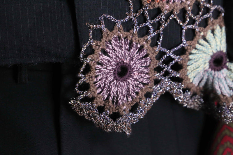 ''Re:make'' docking lace knitting tailored jacket