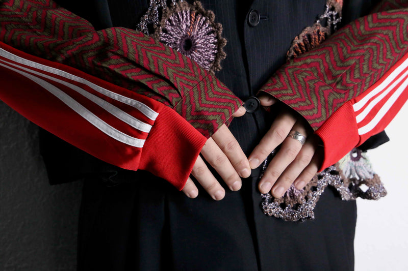 ''Re:make'' docking lace knitting tailored jacket