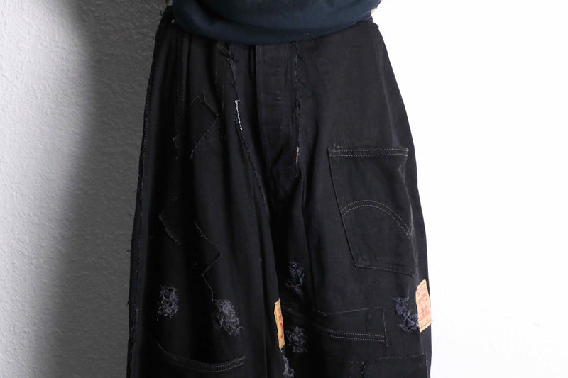 ''Re:make''buggy black denim pants