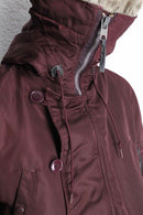 burgundy fur hood military jacket