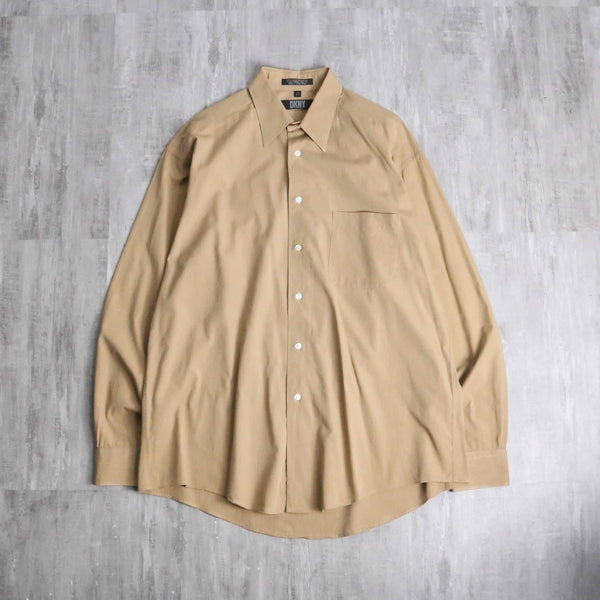 “DKNY” brown beige cotton dress shirt
