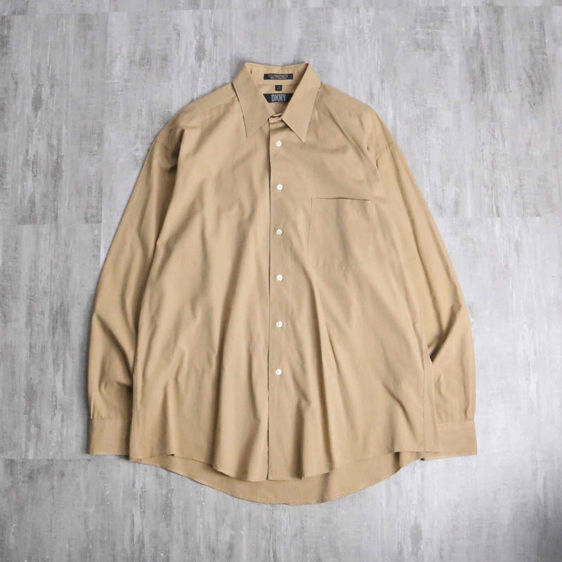 “DKNY” brown beige cotton dress shirt