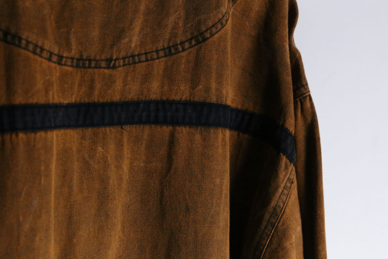 orange brown color denim design cut sew