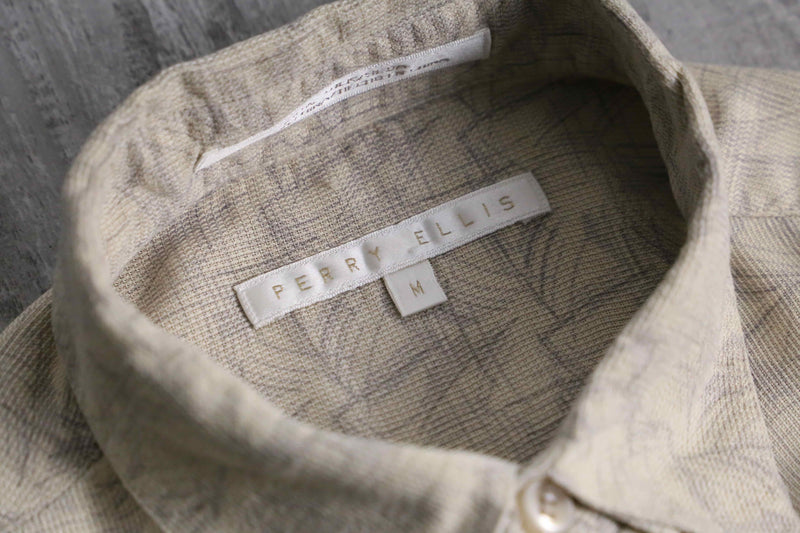 1990s PERRY ELLIS geometric S/S silk shirt
