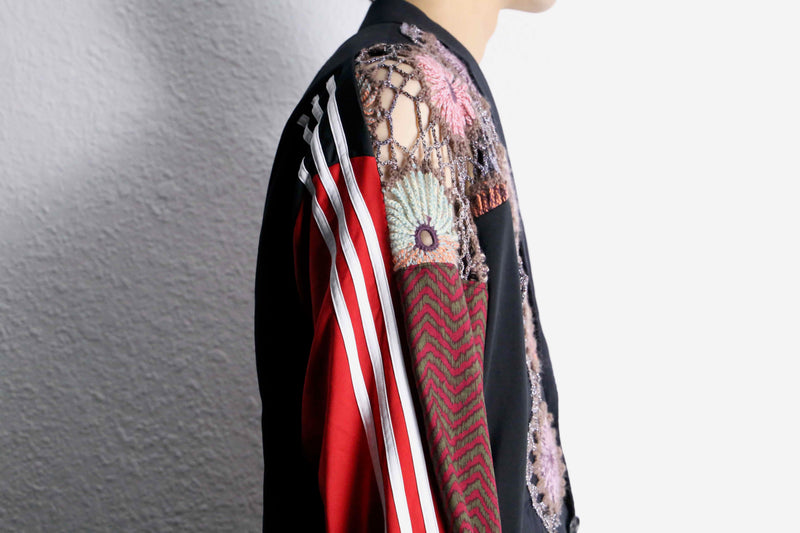 ''Re:make'' docking lace knitting tailored jacket